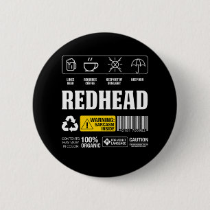 Rödhårig Ginger Freckles Rödhårig Red Hair Gift Knapp