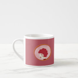 Rödhårig Girl i Spegel Espressomugg