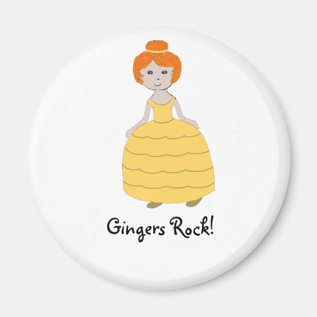 Rödhårig Girl in Gult Dress "Gingers Sten!" Magnet (Framsidan)