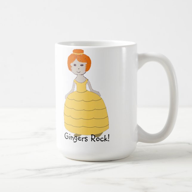 Rödhårig Girl Long Gult Dress "Gingers Sten" Mugg (Höger)
