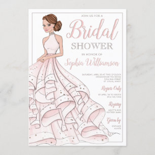 Rödhårig Glitter Glam Bride Möhippa Inbjudningar