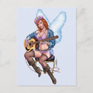 Rödhårig Guitar Play Angel av Al Rio Vykort