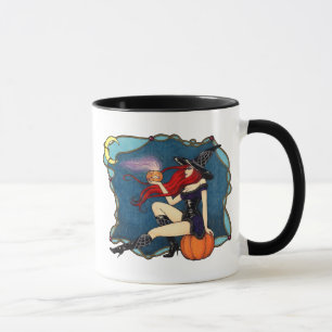 Rödhårig häxa Halloween Mugg