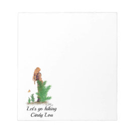 Rödhårig Hiker Backpack Pinup Girl Anteckningsbloc Anteckningsblock