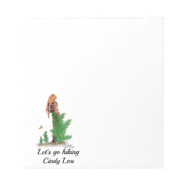 Rödhårig Hiker Backpack Pinup Girl Anteckningsbloc Anteckningsblock (Framsida)