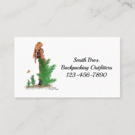 Rödhårig Hiker-ryggsäck Pinup Girl Affärskort Visitkort
