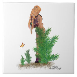 Rödhårig Hiker-ryggsäck Pinup Girl Ceramic Tile Kakelplatta