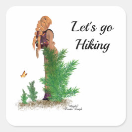 Rödhårig Hiker-ryggsäck Pinup Girl Stickers Fyrkantigt Klistermärke