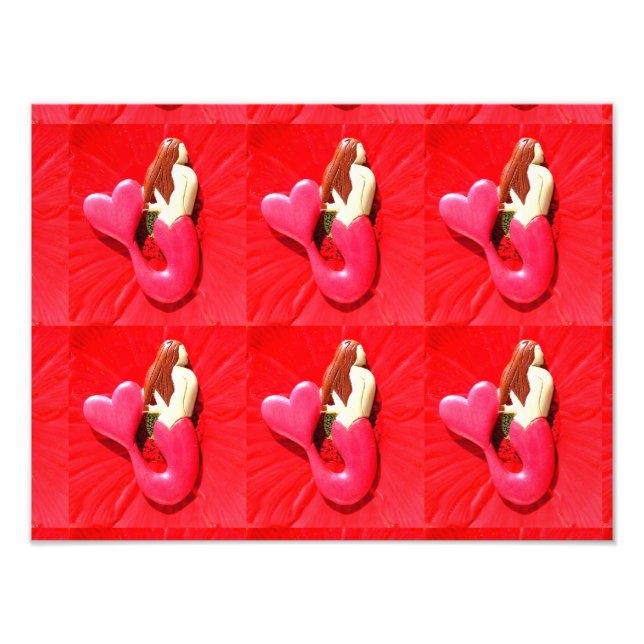 rödhårig hjärtan-svan-sjöjungfru fototryck (Framsidan)