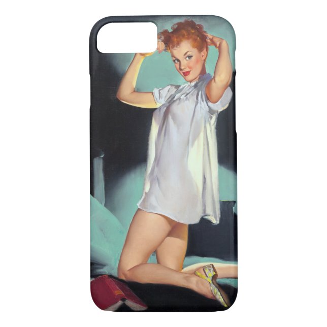 Rödhårig i Night Pin Up Case-Mate iPhone Skal (Baksida)