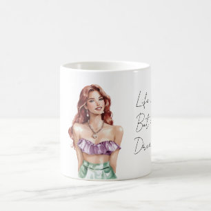 Rödhårig Kvinna Lila Grön Kaffemugg