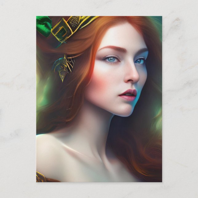 Rödhårig kvinna vykort (Framsida)