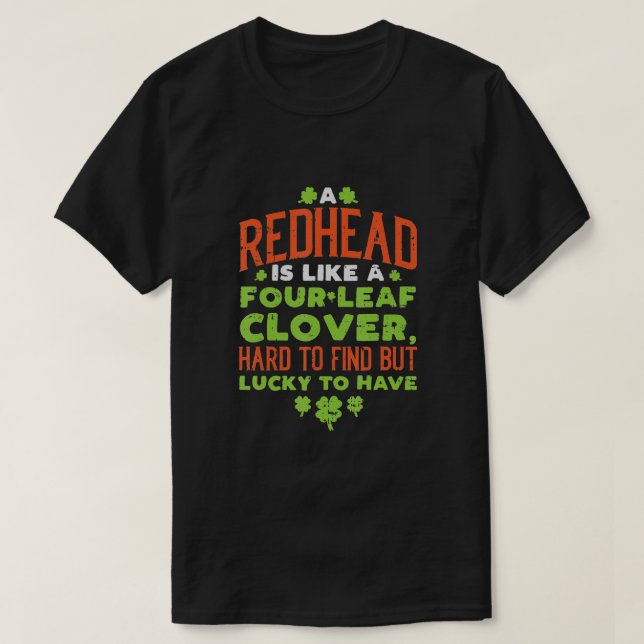 Rödhårig Lucky Klöver Ginger Ginger St patricks da T Shirt (Design framsida)