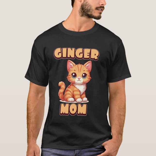 Rödhårig mamma söt kattälskare t shirt (Framsida)