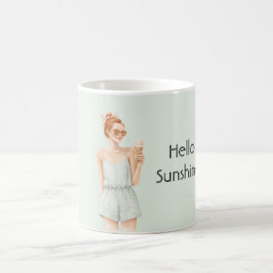 Rödhårig Mint Topp Hello Sunshine Glass Strand Kaffemugg