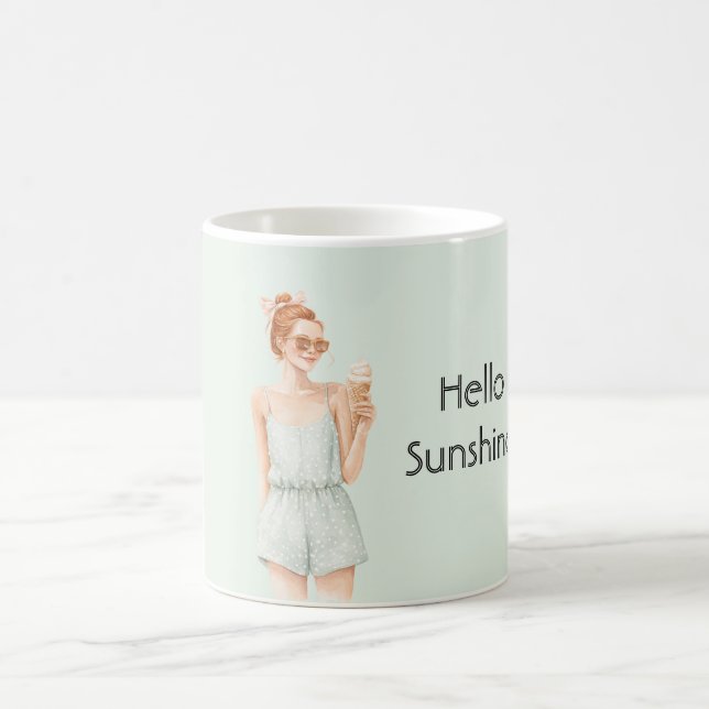 Rödhårig Mint Topp Hello Sunshine Glass Strand Kaffemugg (Center)
