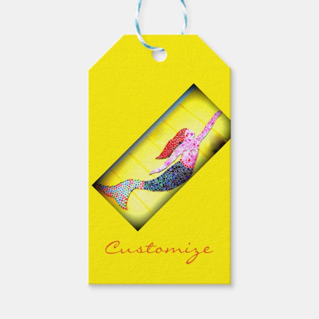 rödhårig-mosaik-sjöjungfru presentetikett (Framsidan)