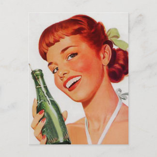 RÖDHÅRIG PINUP 1950-TALET Flicka POSTKORT Vykort