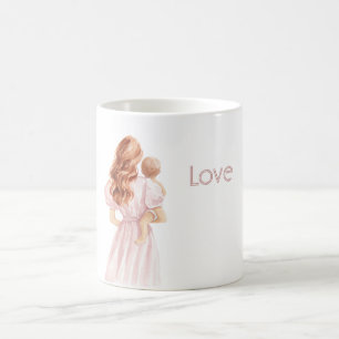 Rödhårig Rosa Klänning Kärlek Bebis Kaffemugg