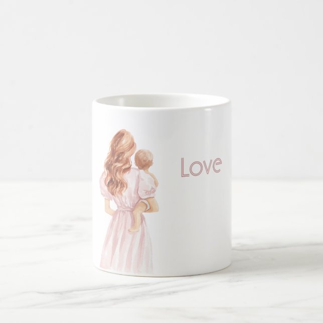 Rödhårig Rosa Klänning Kärlek Bebis Kaffemugg (Center)