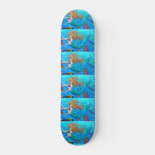 rödhårig sjöjungfru blue skateboard (Framsida)