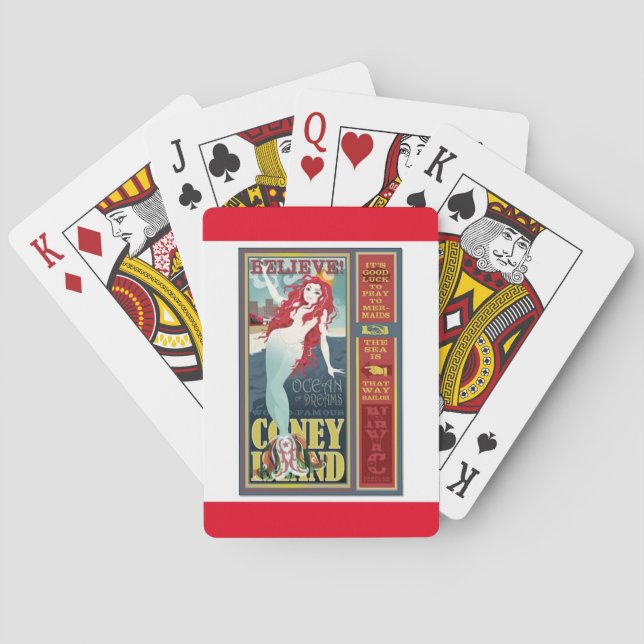 rödhårig sjöjungfru på ön Coney Casinokort (Baksidan)