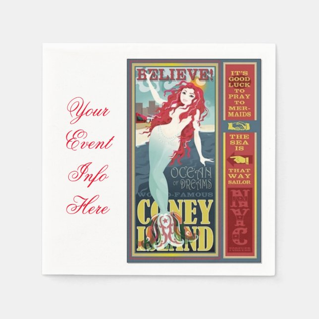 rödhårig sjöjungfru på ön Coney Pappersservett (Framsidan)