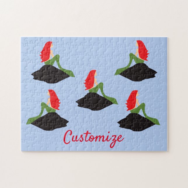 Rödhårig Sjöjungfru Sitta Thunder_Cove Pussel (Horisontell)