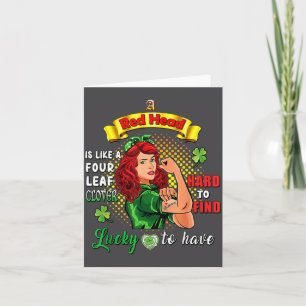 Rödhårig St Patrick Dag Irländska Kvinnor Lucky Rö Kort