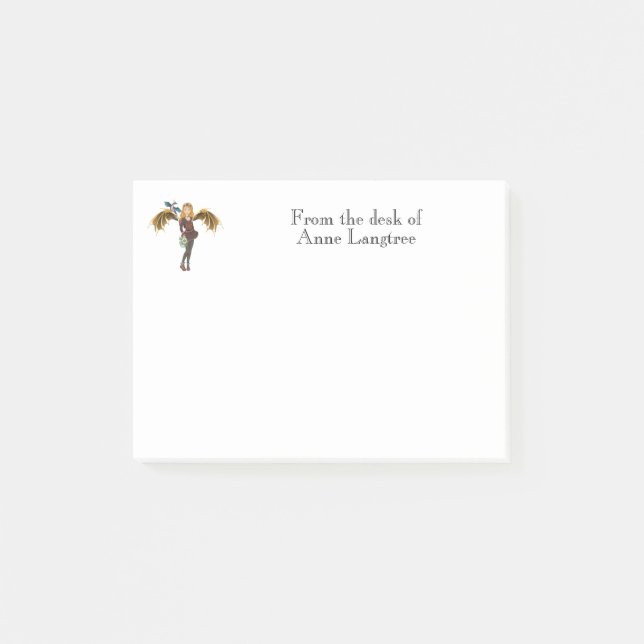 Rödhårig Steampunkdrake Flicka  Post-it Block (Framsida)