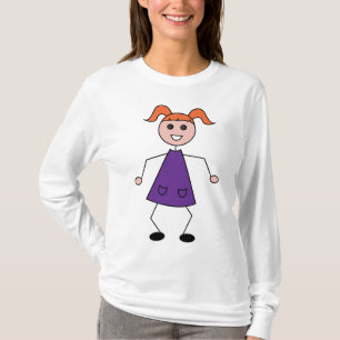 Rödhårig tjej Pinnhandled figura i lila klänning T Shirt