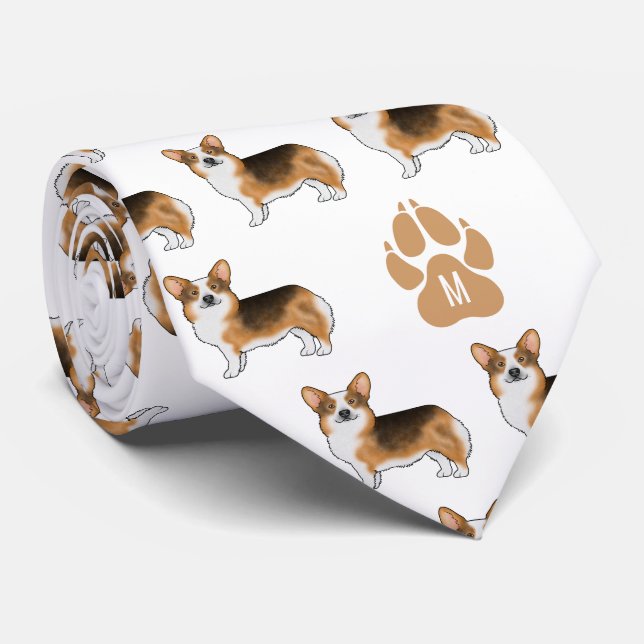 Rödhårig trefärgad Pembroke Welsh Corgi-mönster Slips (Rullad)