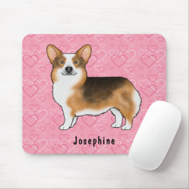 Rödhårig Tri Pembroke Welsh Corgi Hjärtan & Namn Musmatta