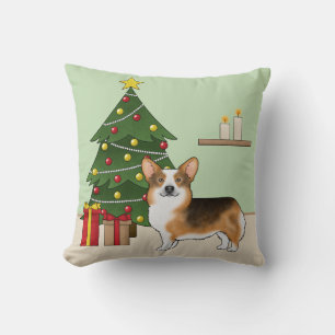 Rödhårig Tri Pembroke Welsh Corgi Julgran Kudde