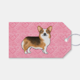 Rödhårig Tri Pembroke Welsh Corgi Kärlek Rosa Presentetikett