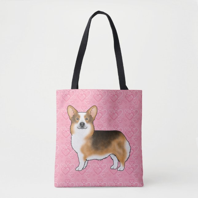 Rödhårig Tri Pembroke Welsh Corgi Kärlek Rosa Tygkasse (Framsida)