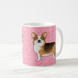 Rödhårig Tri Pembroke Welsh Corgi Rosa Hjärtan Kaffemugg