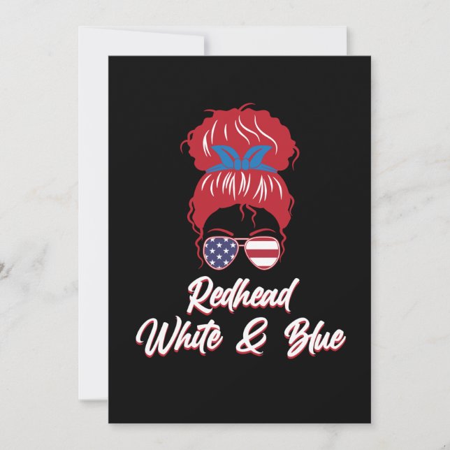 Rödhårig USA flagga Cute Red Hair Girls Women Grap Tack Kort (Framsida)