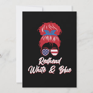 Rödhårig USA flagga Cute Red Hair Girls Women Grap Tack Kort