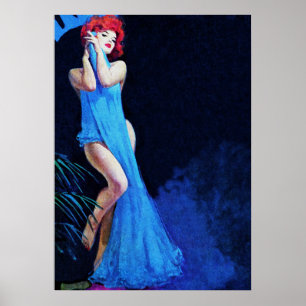 Rödhårig Vintage av striptease Poster