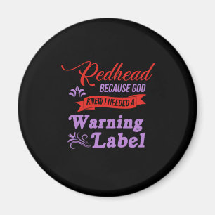 Rödhårig Warning Label Ginger Red Hair Gift Magnet