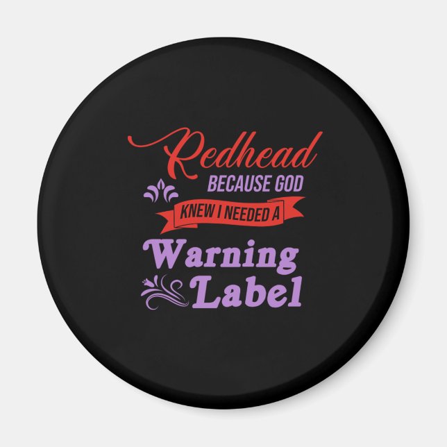 Rödhårig Warning Label Ginger Red Hair Gift Magnet (Framsidan)