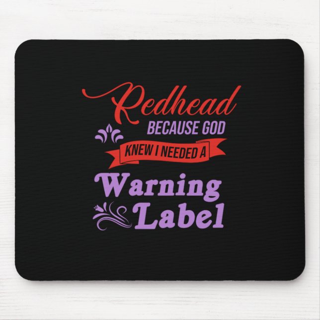 Rödhårig Warning Label Ginger Red Hair Gift Musmatta (Framsidan)