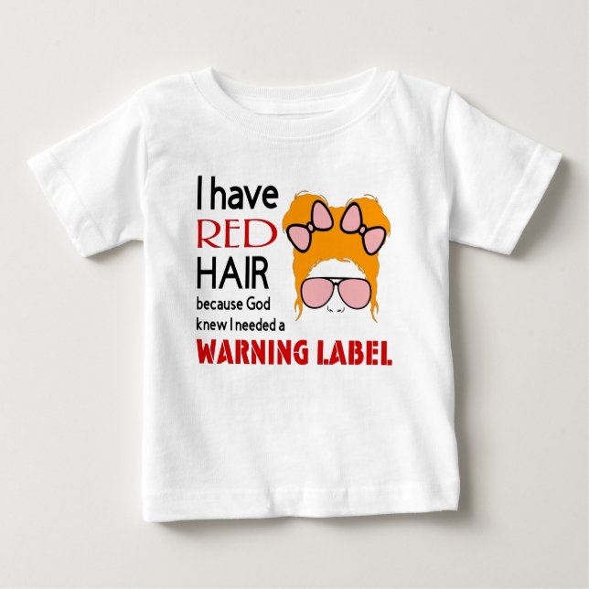 Rödhårig Warning Label Girl T-Shirt (Framsida)
