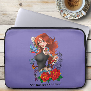 Rödhårig Woman Tattoos Laptop Fodral