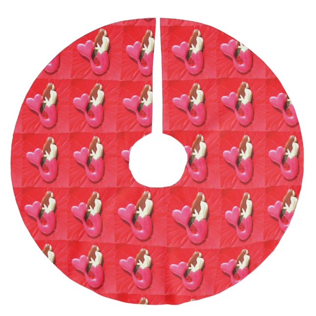 rödhåriga sjöjungfrur julgransmatta borstad polyester (Framsidan)