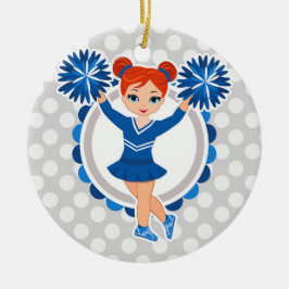 Rödhåriget Blue Cheerlead - Cute Cheer Julgransprydnad Keramik
