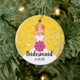 Rödhåriget Bridesmaid-favoriter som du väljer Färg Julgransprydnad Keramik
