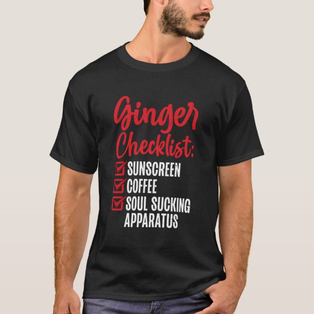 Rödhåriget Ginger Checklist Funny T Shirt (Framsida)