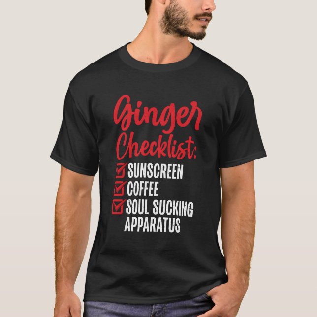 Rödhåriget Ginger Checklist T Shirt (Framsida)
